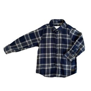 Zara Navy and White Plaid Kids Button Down Shirt